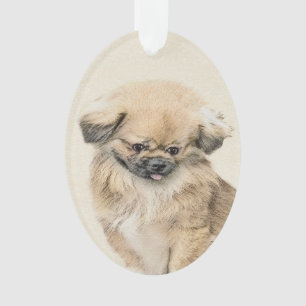 Pekingese schildering - Kute Original Dog Art Ornament