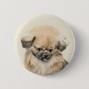 Pekingese schildering - Kute Original Dog Art Ronde Button 5,7 Cm