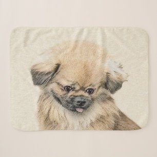 Pekingese schildering - Kute Original Dog Art Sherpa Deken