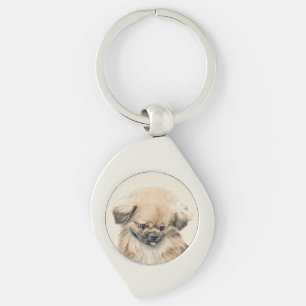 Pekingese schildering - Kute Original Dog Art Sleutelhanger