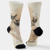 Pekingese schildering - Kute Original Dog Art Sokken (Gebogen)