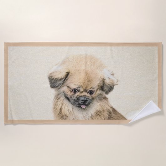 Pekingese schildering - Kute Original Dog Art Strandlaken (Voorkant)