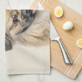 Pekingese schildering - Kute Original Dog Art Theedoek (Quarter Fold)