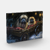 Pekingese Sneeuwslee Kerstdecoratie Fotoblokken (Links)