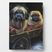 Pekingese Sneeuwslee Kerstdecoratie Fotoplaat (voorkant)