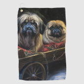 Pekingese Sneeuwslee Kerstdecoratie Golfhanddoek (Voorkant)