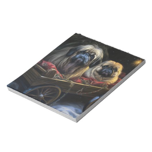 Pekingese Sneeuwslee Kerstdecoratie Notitieblok (Gedraaid)