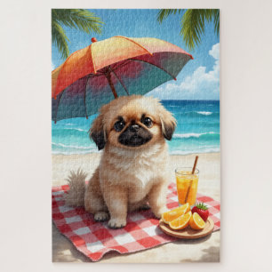 Pekingese Strand Ontspanningsscène Legpuzzel
