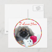 Pekingese Valentijn Feestdagenkaart (Voorkant / Achterkant)
