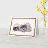 Pekingese Wenskaart Kaart (Gele Bloem)