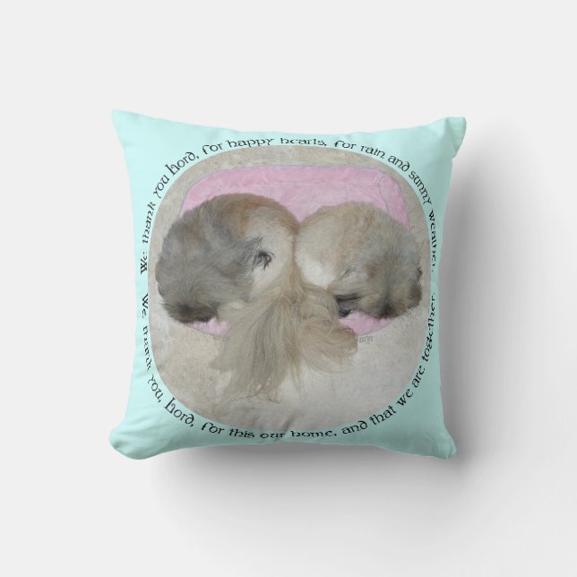 Pekingese Worpillow - Twee Pekes LOVE Kussen (Voorkant)