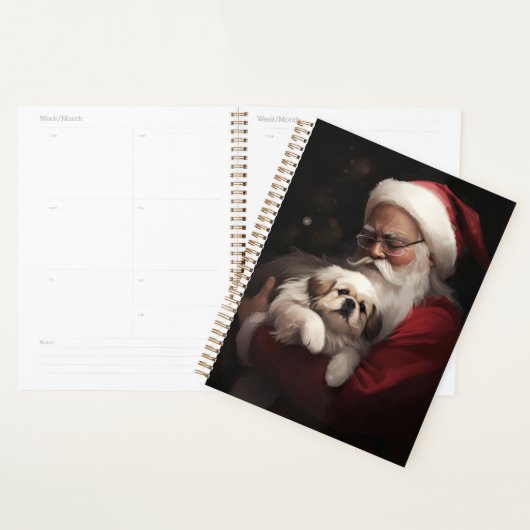 Pékinois avec le Père Noël Noël Festive (Devant avec enveloppe)