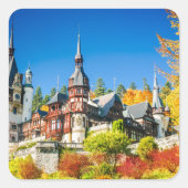 Peles castle Sinaia Vierkante Sticker (Voorkant)