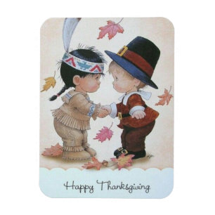 pelgrim en Indische Happy Thanksgiving Magneet