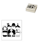 Pelgrim familie rubberstempel (Gestempeld)