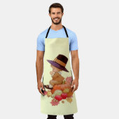 pelgrim jongen bidden op pompoen full print schort (Gedragen)