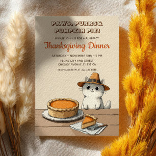 Pelgrim Kat Purrfecte Grappige Thanksgiving-diner Kaart