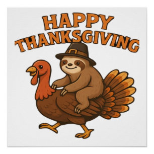 Pelgrim Luiaard op kalkoen Thanksgiving Klassieke  Perfect Poster