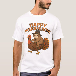 Pelgrim Luiaard op Kalkoen Thanksgiving Klassieke T-shirt