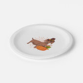 Pelgrim teckel pompoen bladeren Thanksgiving Papieren Bordje (Gekanteld)