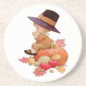  pelgrimjongen die op pompoen bidt zandsteen onderzetter (Voorkant)