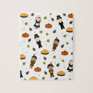 Pelgrims en indianen patroon - Thanksgiving Legpuzzel