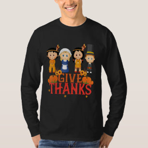 Pelgrims en inheemse Amerikaanse Indische Thanksgi T-shirt