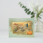  pelgrims en kalkoenen briefkaart (Staand voorkant)