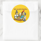 Pelgrims geven Bedankt Ronde Sticker (Tas)