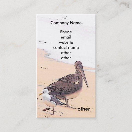 Pelican/Beach bus. Kaart Visitekaartje (Voorkant)