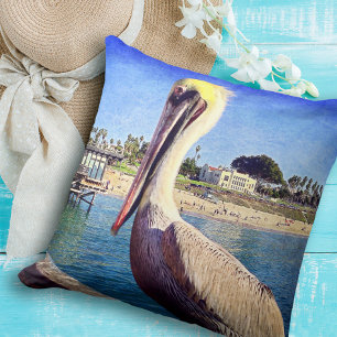 Pelican Bird Ocean Beach Pier Foto Modern Bold Kussen