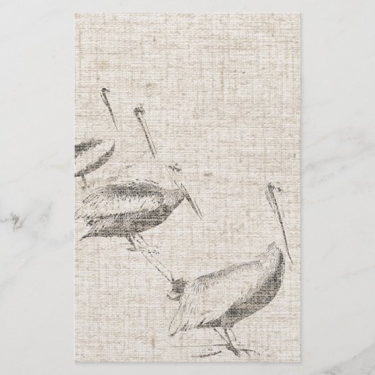 Pelican Birds Linen Stationery Briefpapier (Voorkant)