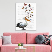 Pelican en Butterflies Canvas Afdruk (Insitu (Woonkamer))