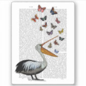 Pelican en Butterflies Sticker (Voorkant)