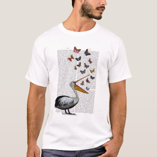 Pelican en Butterflies T-shirt (Voorkant)