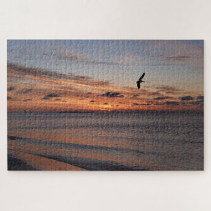 Pelican Flying at Sunrise, Dauphin Island, Alabama Legpuzzel
