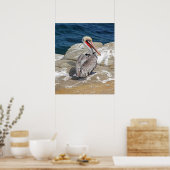 Pelican in de oceaan poster (Keuken)