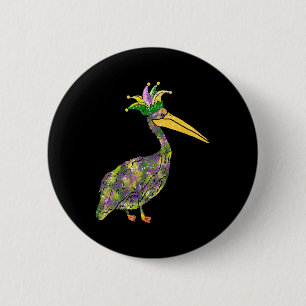 Pelican Mardi Gras Vrouwen Pelican Mardi Gras Carn Ronde Button 5,7 Cm