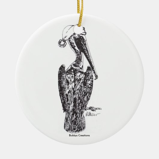 Pelican met Pet Keramisch Ornament (Voorkant)