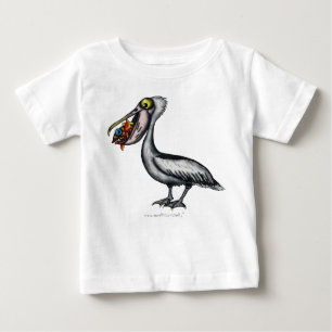 Pélican mignon drôle avec le T-shirt fâché de bébé