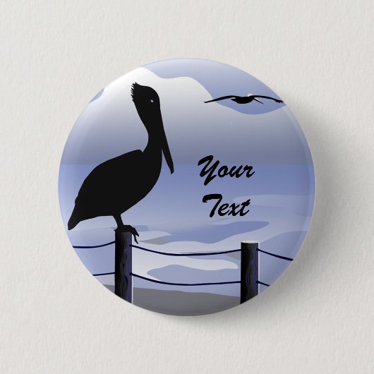 Pelican Oceaan Kustlijn Knop Ronde Button 5,7 Cm (Voorkant)