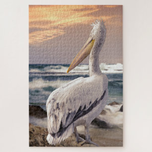 Pelican Ocean Beach Waves Sunset Legpuzzel