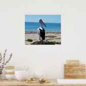 Pélican On Beach Rocks, Poster (Cuisine)