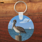 Pelican op een Post Sleutelhanger (Voorkant)