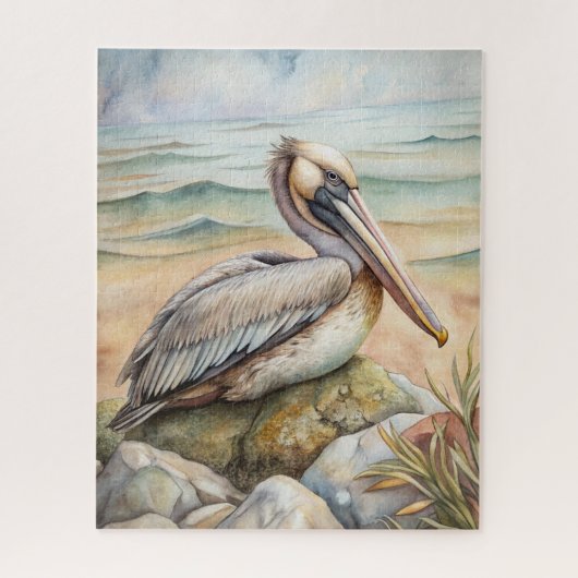 Pelican op het strand legpuzzel (Verticaal)