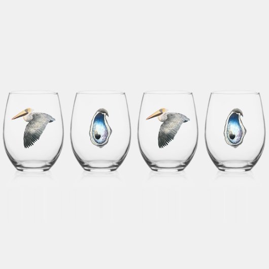 Pelican & Oyster Verre sans vin - 4 set (Recto)