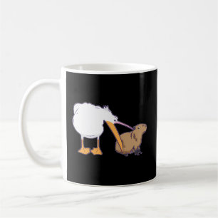 Pelican probeert Capybara kawaii meme te eten Koffiemok