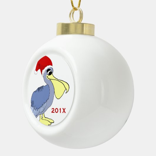 Pelican Santa Kerstkerst Keepomwille Keramische Bal Ornament (Rechts)