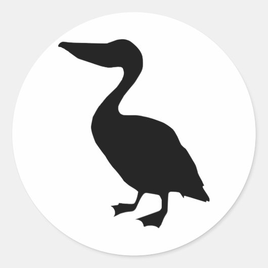 Pelican Silhouette Ronde Sticker (Voorkant)