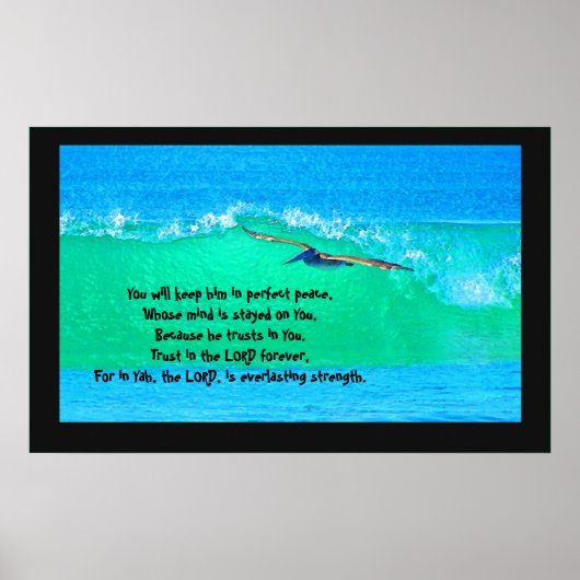 Pelican Surfing Isaiah 26:3-4 Poster (Voorkant)